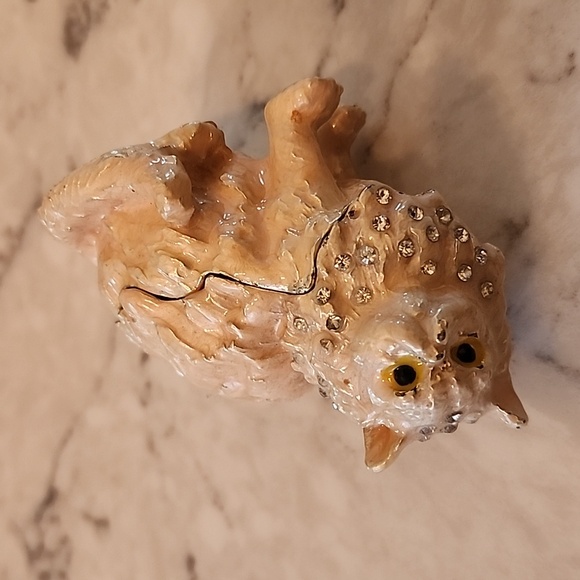 Vintage, rhinestone embellished cat trinket/jewelry box - Picture 4 of 8
